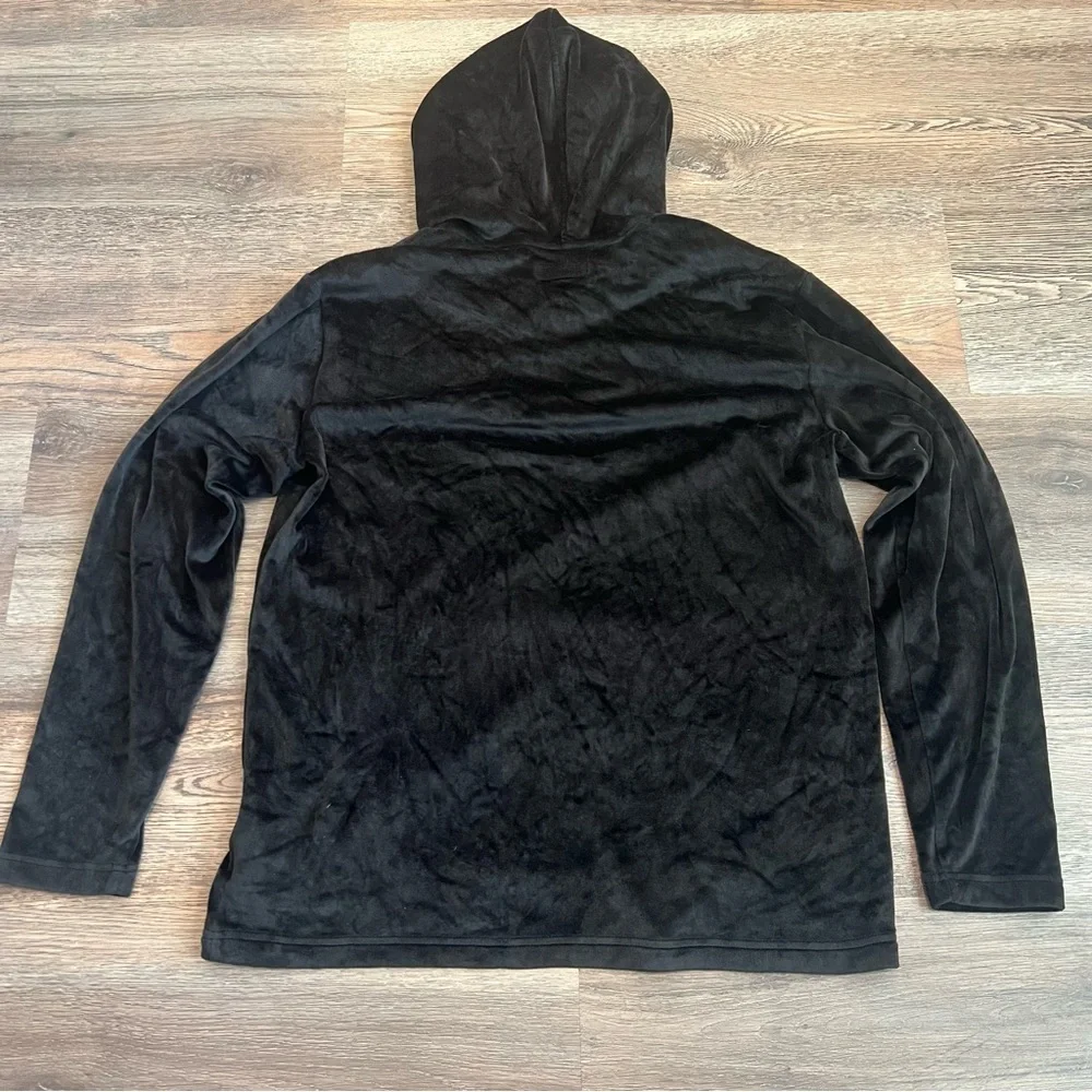 Polo Ralph Lauren Black Velour Hoodie Men’s Medium Pullover Logo Lounge Comfy